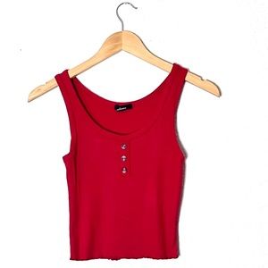 Ambiance | Red ribbed henley cropped tank top size small